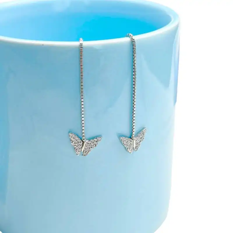 گوشواره نقره زنانه مدل بخیه پروانه RZZDEH-033