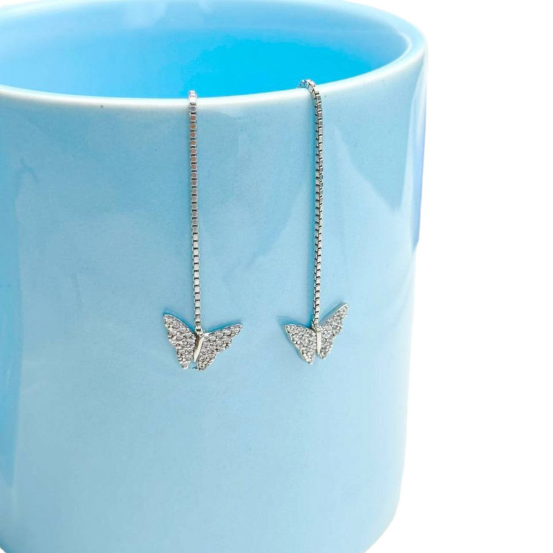 گوشواره نقره زنانه مدل بخیه پروانه RZZDEH-033