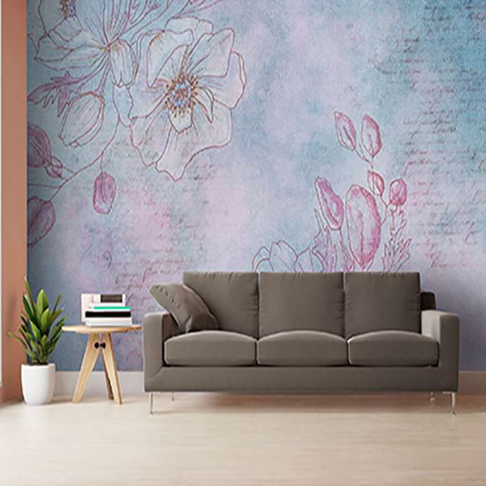پوستر دیواری سه بعدی مدل گل نقاشی زمینه رنگی DVRF2476