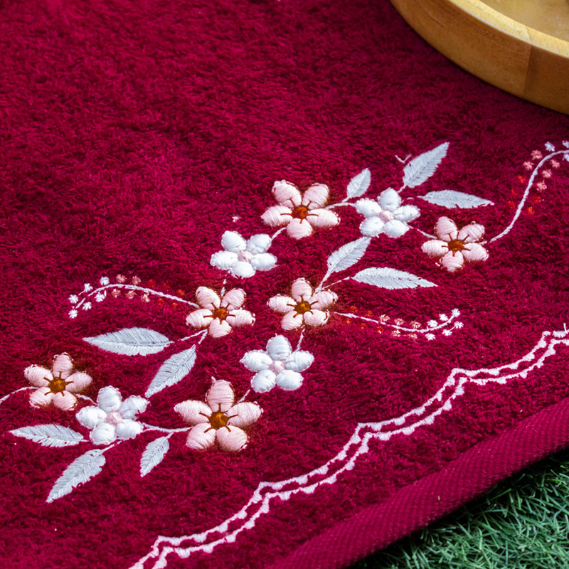  حوله دست و صورت بهباف آذر مدل گلدوزی بهار سایز 75x39 سانتی متر