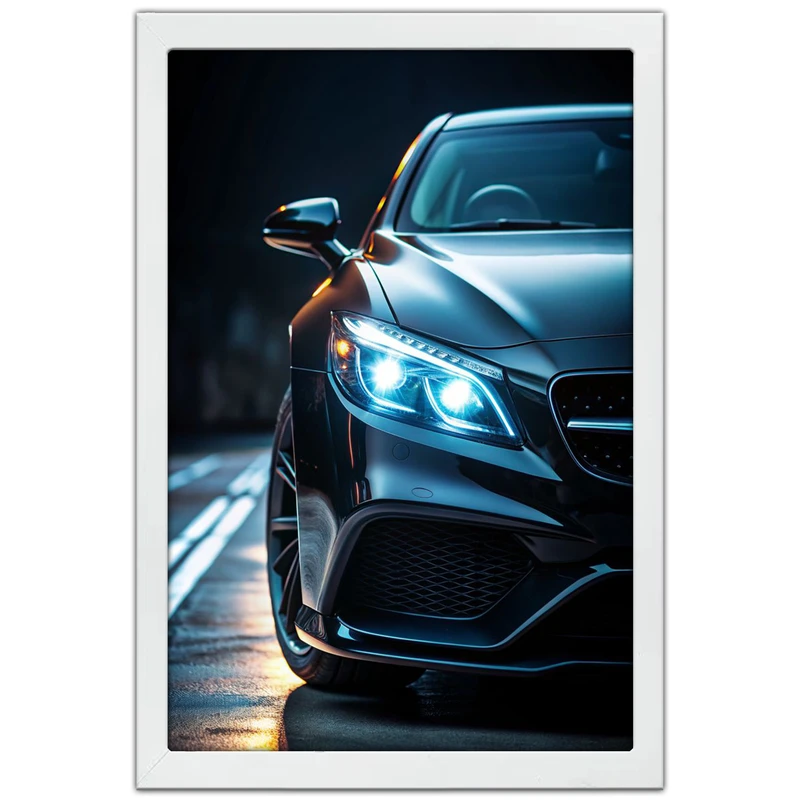 تابلو بکلیت طرح ماشین و خودرو مرسدس بنز Mercedes-Benz AMG C63 S مدل W-po1919 فریم سفید