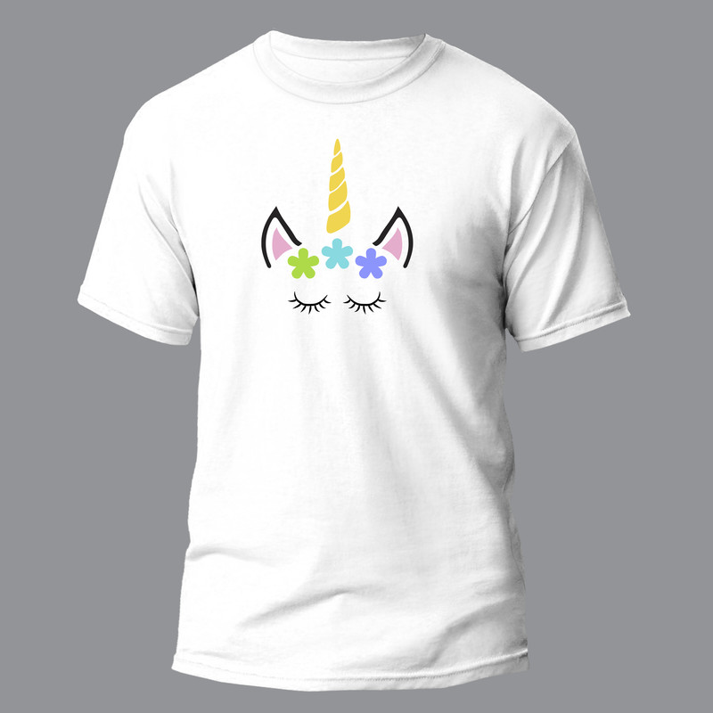 تی شرت آستین کوتاه دخترانه مدل Unicorn کد 042