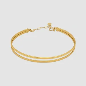 دستبند النگویی طلا کم اجرت 18 عیار زنانه طلا و شمش برلیان مدل دو لاین