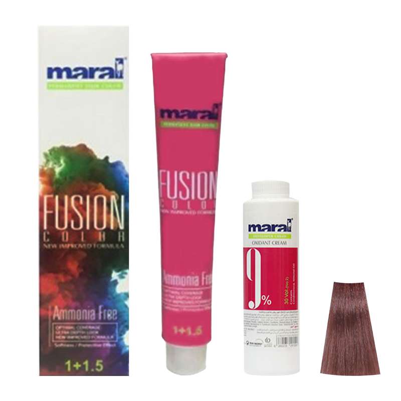 رنگ مو مارال مدل Fusion شماره 7.291 حجم 100 میلی لیتر رنگ دودی بنفش تیره به همراه اکسیدان مارال مدل 30vol نه درصدی حجم 150 میلی لیتر