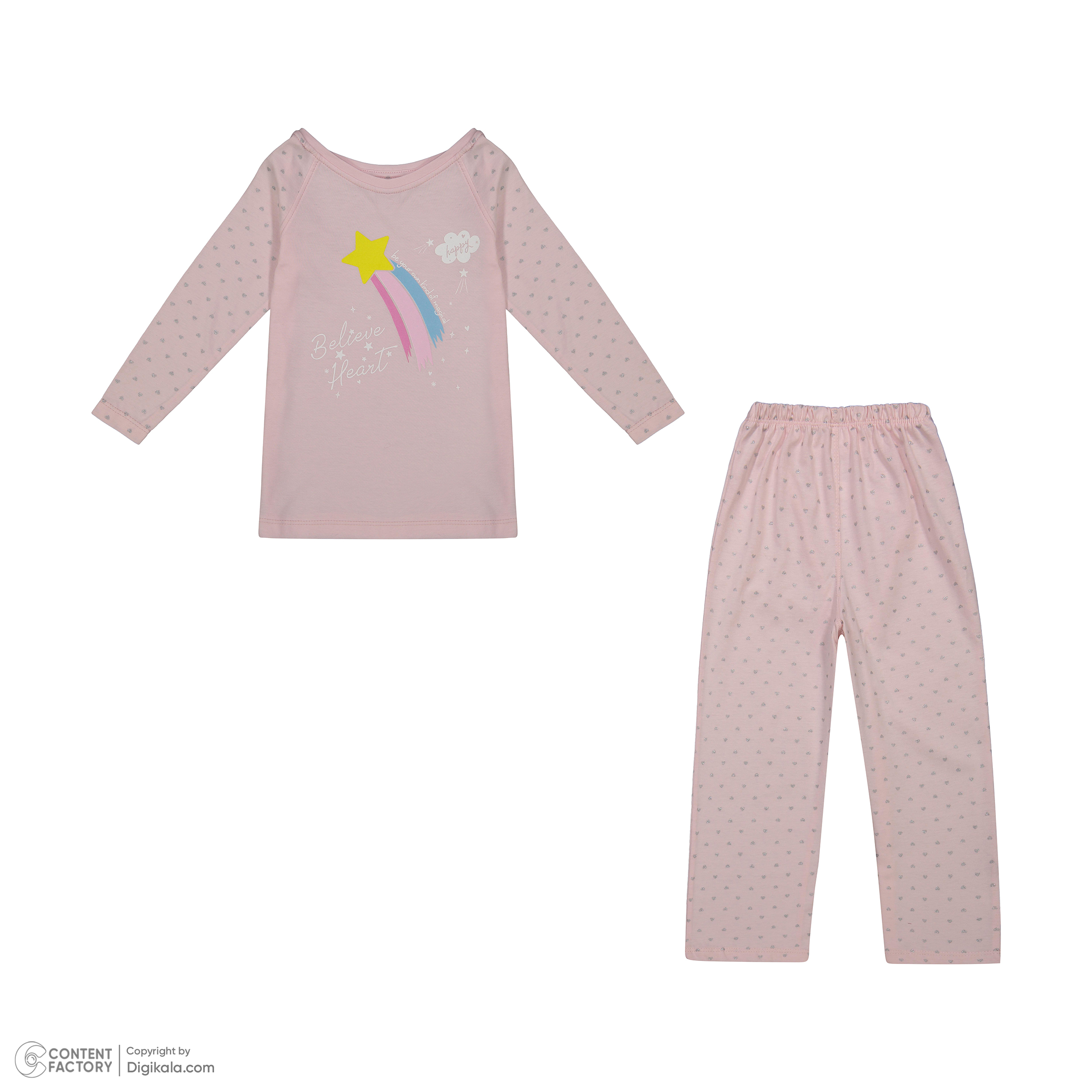 ست تی شرت آستین بلند و شلوار دخترانه ناربن مدل 1521480-1562