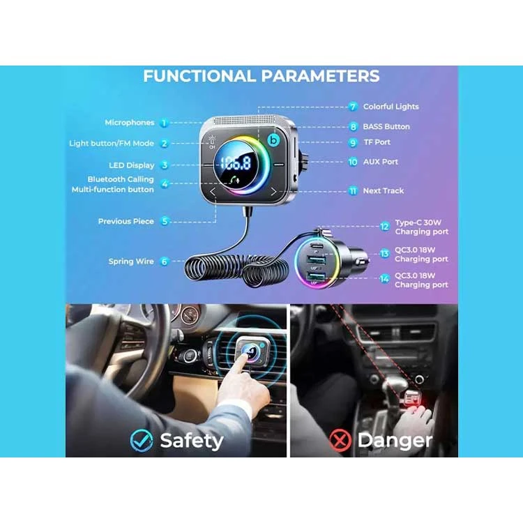 عکس شماره 17 : پخش کننده اف ام خودرو و شارژر فندکی جوی روم مدل jr-cl18