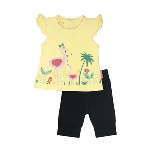 ست تاپ و شلوارک نوزادی آدمک مدل فلامینگو