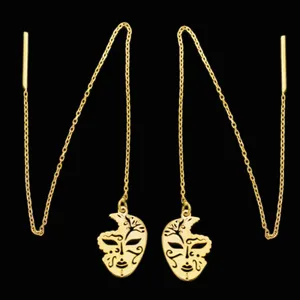 گوشواره طلا 18 عیار زنانه طلای مستجابی مدل بخیه ای ماسک کد 670154