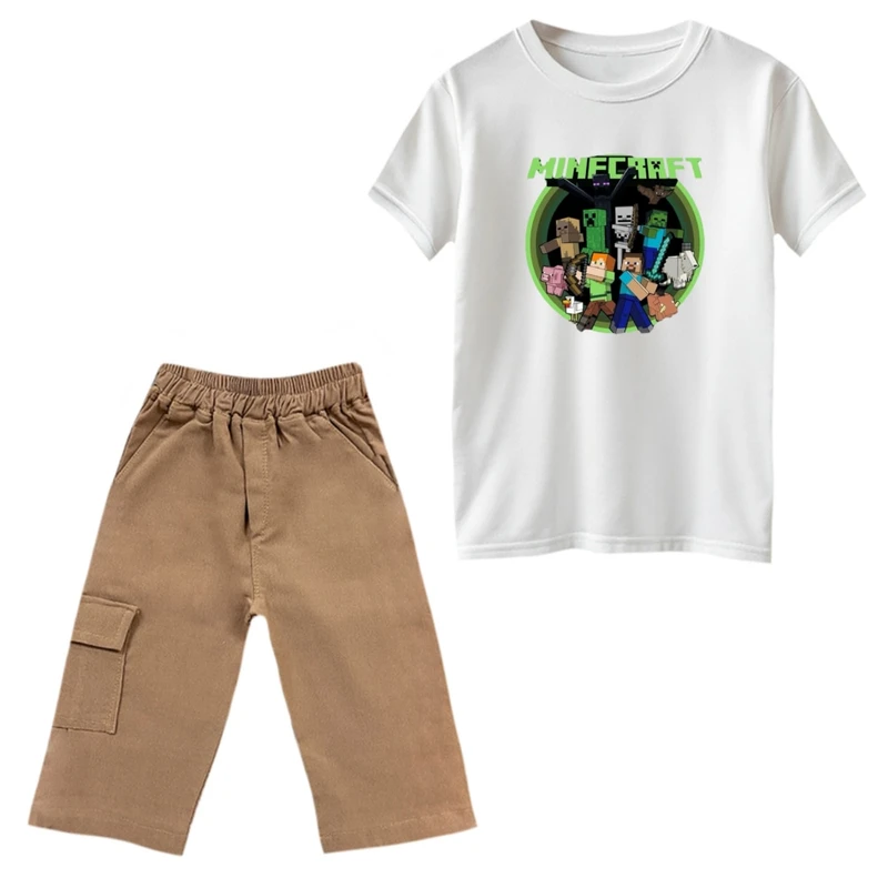 ست تی‌شرت و شلوارک پسرانه مدل ماینکرفت کد 6