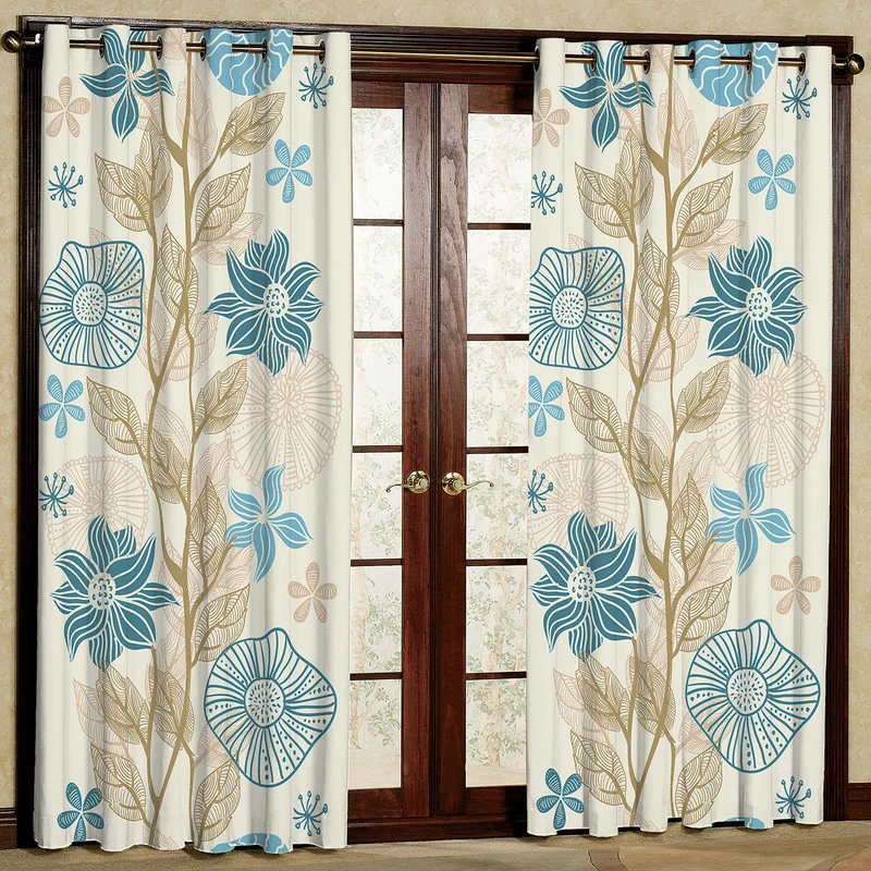 پرده مدل گل دار مخمل پانچی کد 402 سایز 140x280 سانتی متر