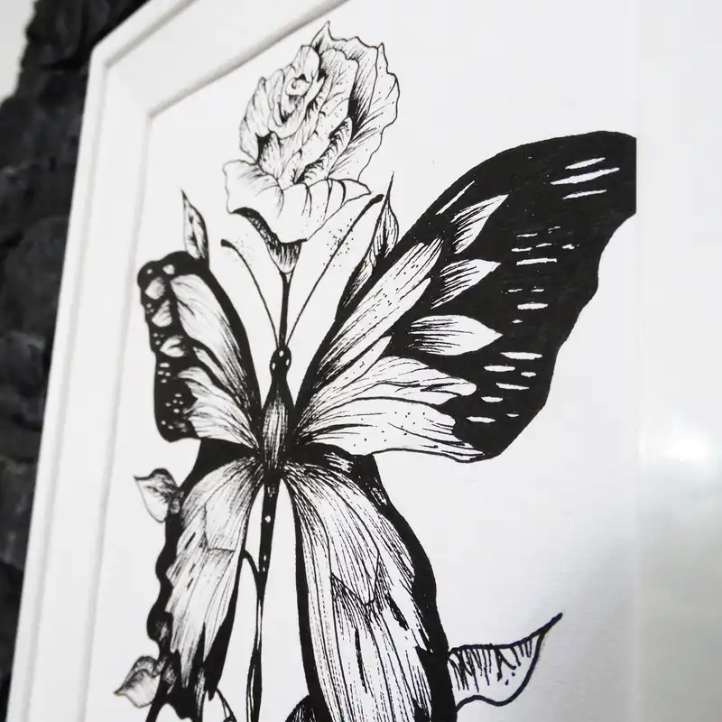 تابلو نقاشی طرح پروانه و گل کد Eli401