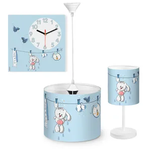 لوستر کودک مدل خرگوش و بندرخت کد BU-B-3334 به همراه آباژور و ساعت