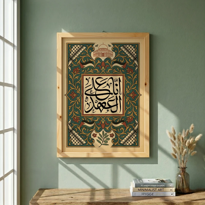 تابلو طرح انا علی العهد مدل G14095 فریم کرم روشن