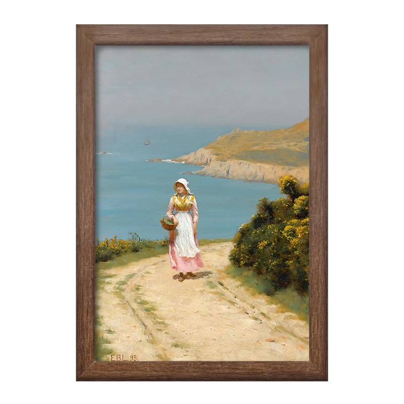 تابلو خندالو طرح نقاشی دختری در مسیر ساحلی اثر ادموند بلر لیتون کد F12457