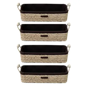 سبد حصیری مدل دسته مهره مجموعه 4 عددی