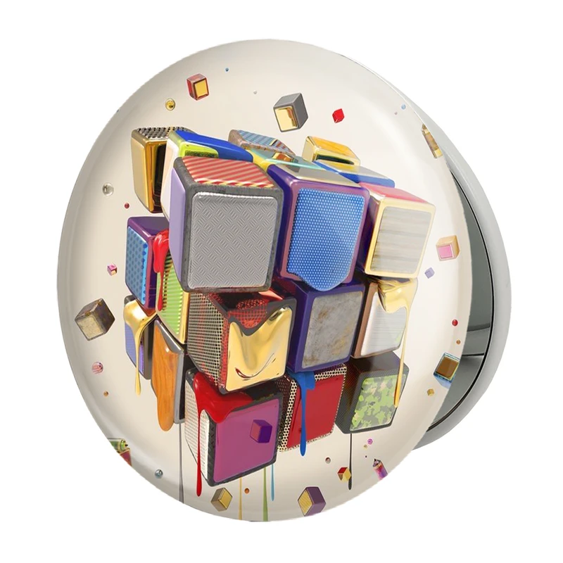 آینه جیبی خندالو طرح مکعب روبیک مدل تاشو کد 27809 