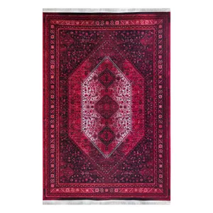 فرش ماشینی 1200 شانه فرش آرمانی زمینه لاکی حاشیه سرمه ای طرح بلوچی کد 1214