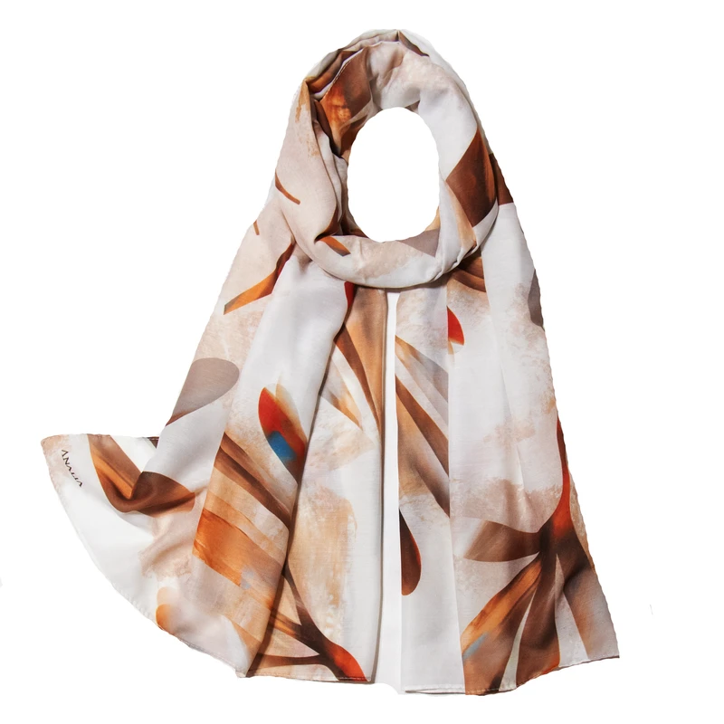 شال زنانه مدل نخ پنبه جدید طرح برگ پاییزی کد ANA-1926