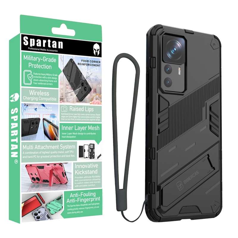 کاور اسپارتان مدل Bibercas Strap مناسب برای گوشی موبایل شیائومی Mi 12T / Mi 12T Pro به همراه بند کاور اسپارتان مدل Bibercas Strap مناسب برای گوشی موبایل شیائومی Mi 12T / Mi 12T Pro به همراه بند