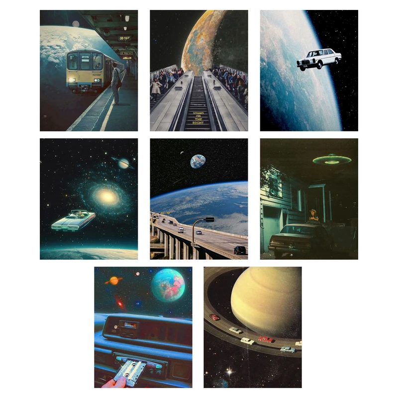 پوستر مدل مجموعه 8 عددی طرح وینتیج کهکشان و فضا کد VinSp