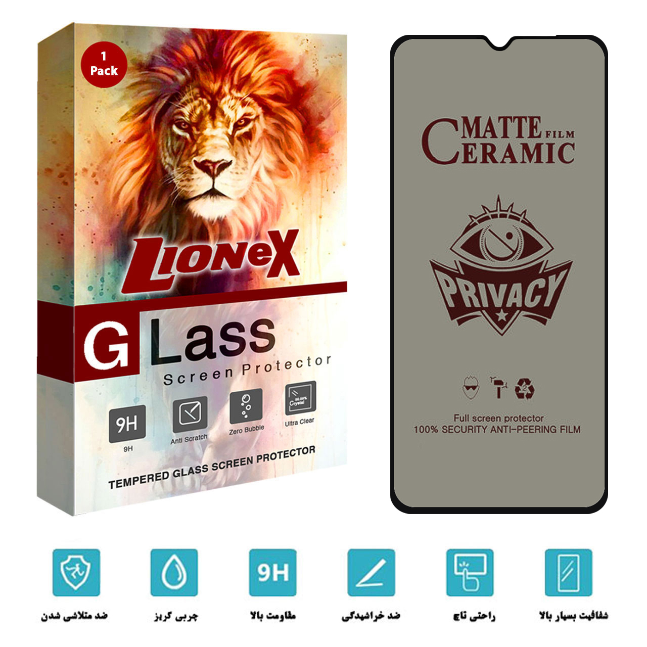 محافظ صفحه نمایش سرامیکی حریم شخصی لایونکس مدل CRP مناسب برای گوشی موبایل شیائومی Redmi 9T / Note 8 Pro / Poco M3
