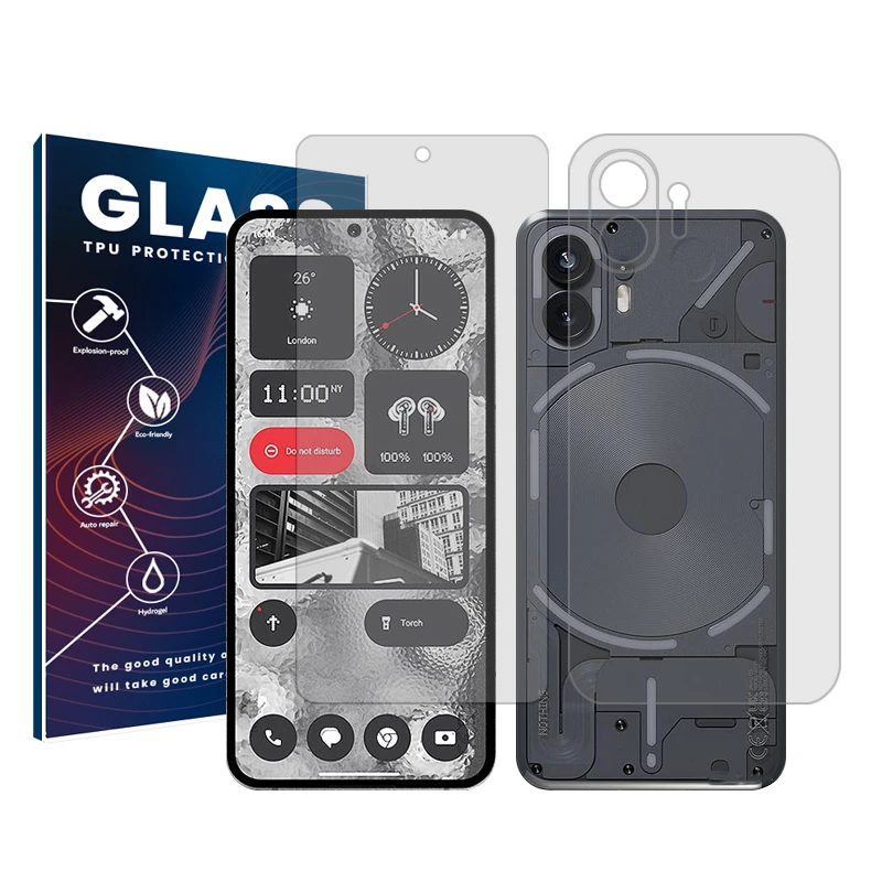 محافظ صفحه نمایش شفاف گلس مدل Resistant مناسب برای گوشی موبایل ناتینگ فون 2 به همراه محافظ پشت گوشی