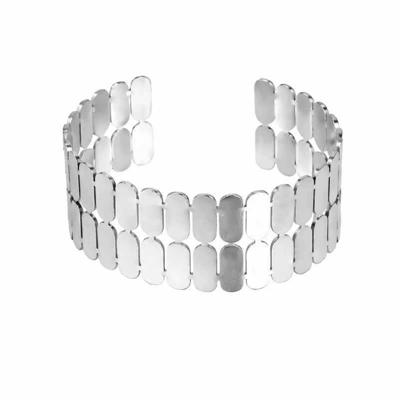 دستبند النگویی زنانه مدل پهن بافت دار B2141P 