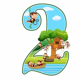 استند رومیزی تولد مدل عدد 2 طرح حیوانات جنگل کد 1745