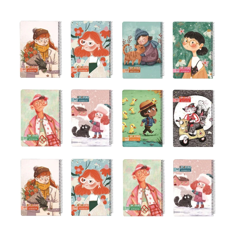 دفتر مشق 60 برگ اسپادانا مدل مجلد کد 632 مجموعه 12 عددی