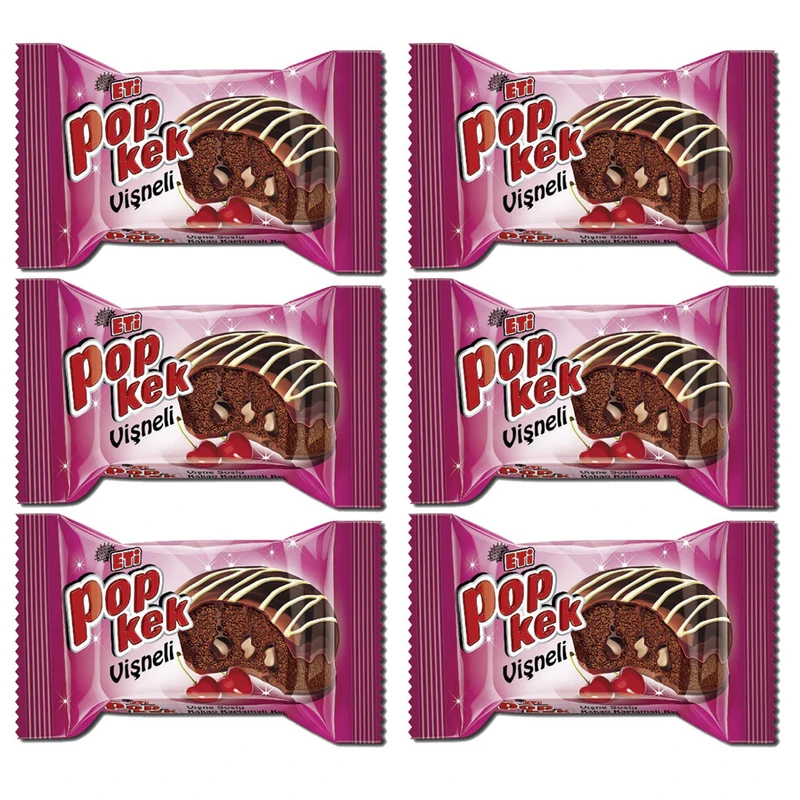 کیک مغزدار پوپکیک آلبالو اتی - 60 گرم بسته 6 عددی