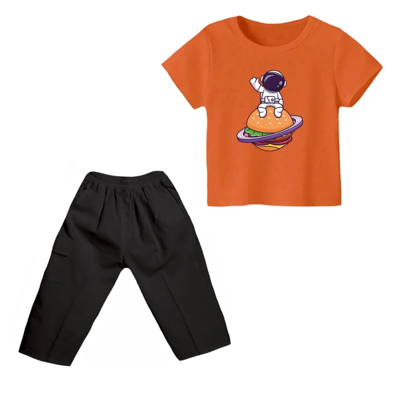 ست تی شرت و شلوارک پسرانه مدل فضانورد کد ۷