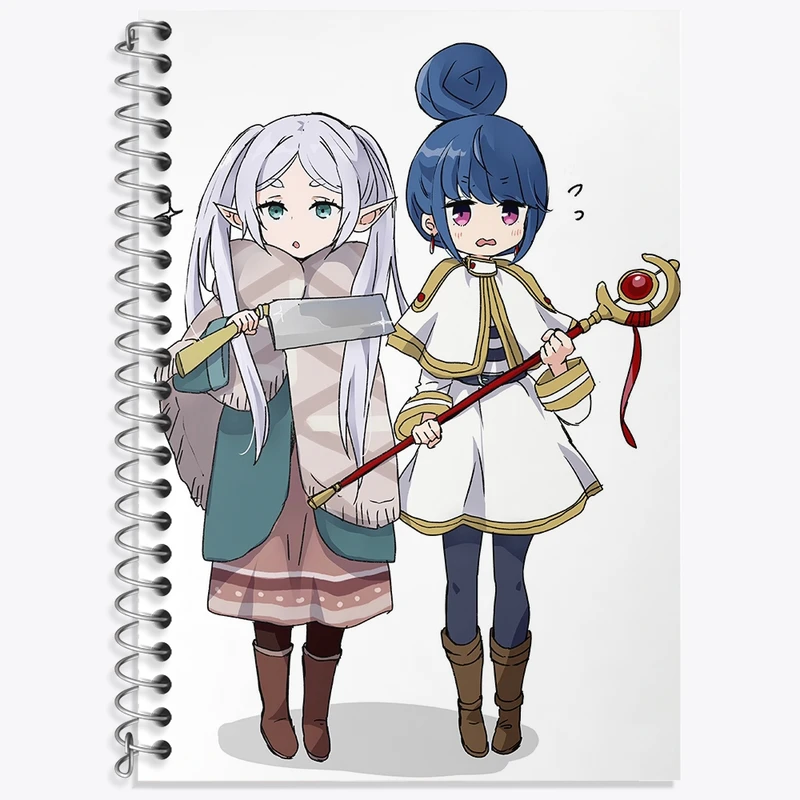 دفتر زبان 50 برگ خندالو مدل دو خط طرح انیمه فریرن (Frieren) کد 33966