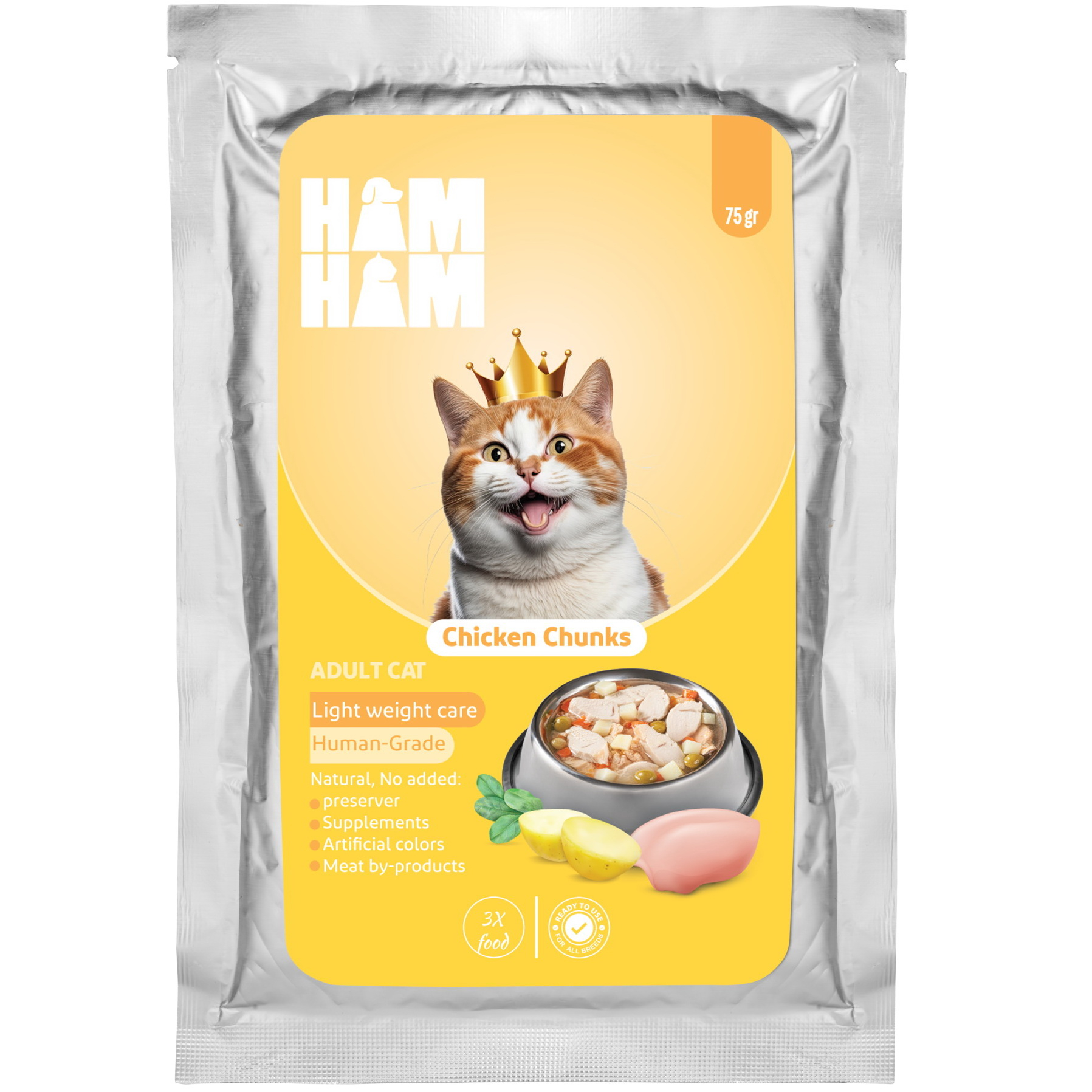 غذای گربه هام هام مدل مرغ تکه ای 75 گرم