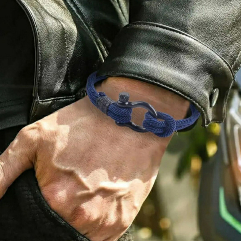 دستبند مردانه مدل گودرن ملوانی بافته شده