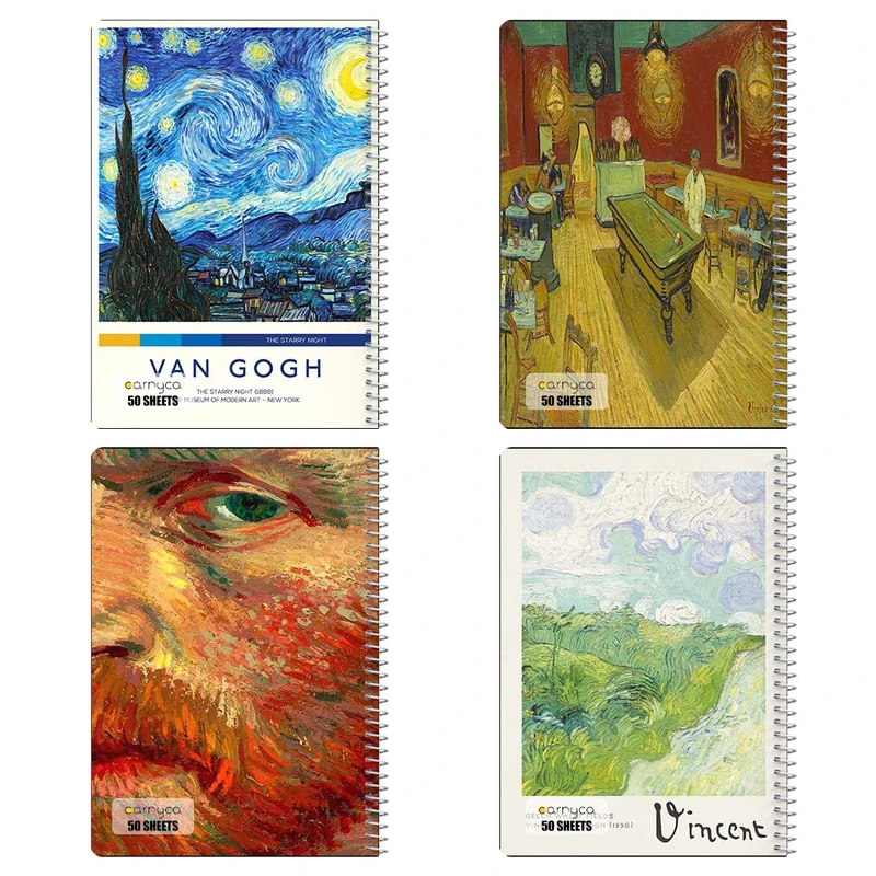دفتر نقاشي 50 برگ کارنيکا طرح نقاشی‌های ون‌گوگ Van Gogh Paintings کد 66652 مجموعه 4 عددی
