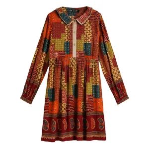 پیراهن یقه ب ب زنانه مدل پاییزان