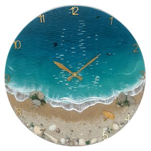 ساعت دیواری رزینی طرح ساحل و دریا