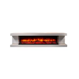 Linear Model Modern MDF TV Stand with Fireplace Design and Lighting Supports up to 85-inch TVs