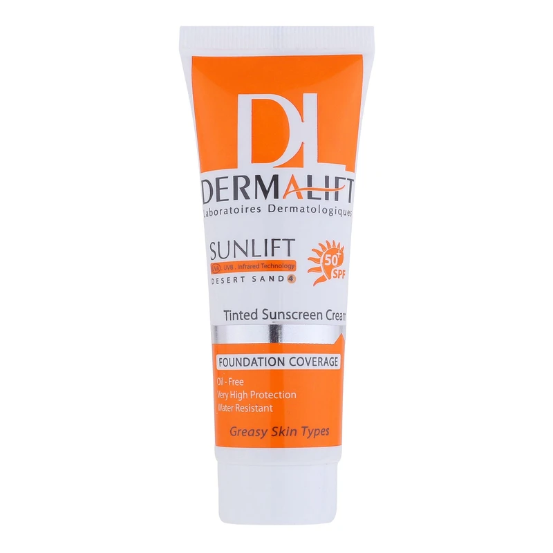 کرم ضد آفتاب رنگی درمالیفت مدل سانلیفت SPF 50 حاوی محافظ UVA و UVBمناسب پوست‌های چرب حجم 40 میلی‌لیتر