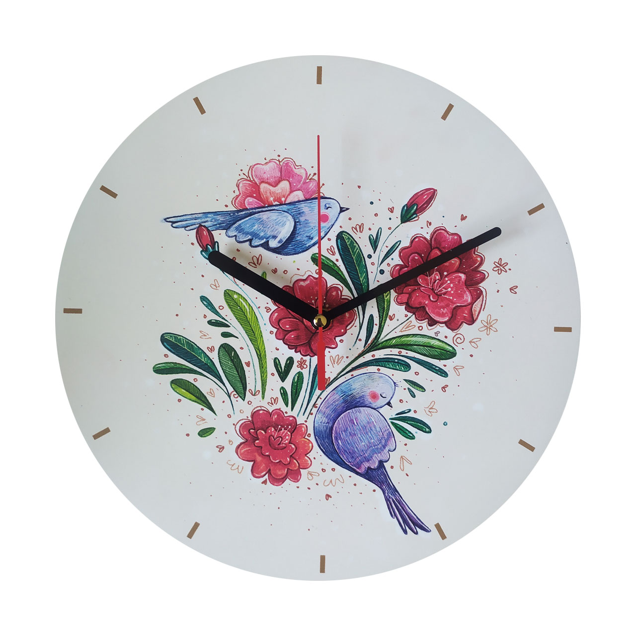 نقد و بررسی ساعت دیواری طرح گل و پرنده کد 10626 توسط خریداران