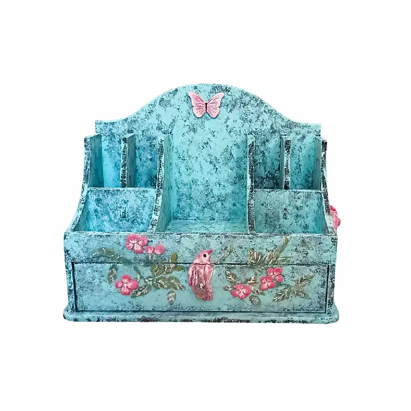 استند لوازم آرایشی مدل برجسته پرنده و گل روسی