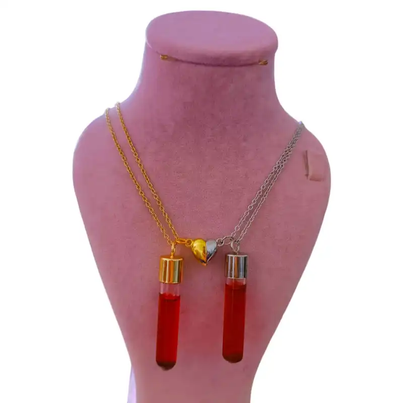 گردنبند مدل کپسول عشق مگنت دار استیل مجموعه 2 عددی