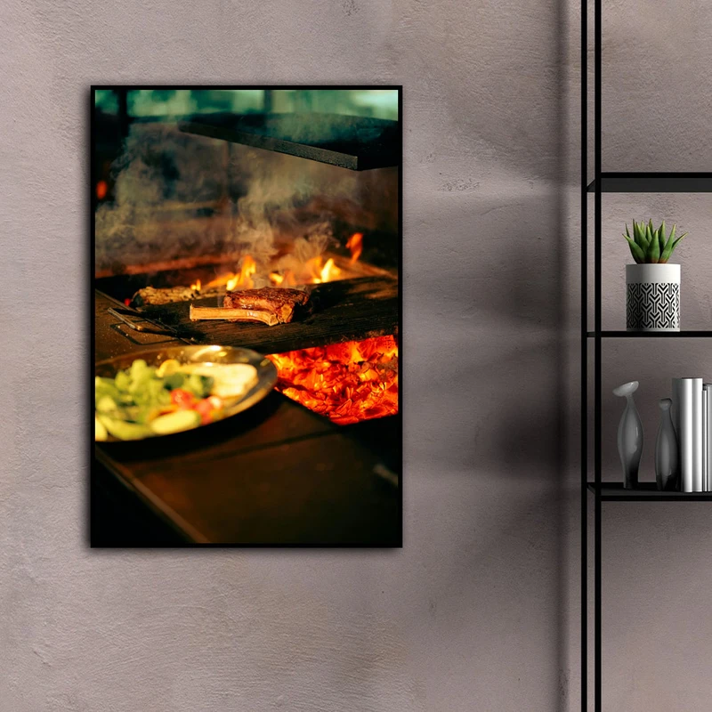 تابلو بکلیت طرح استیک گوشت مدل B-D2080 فریم مشکی