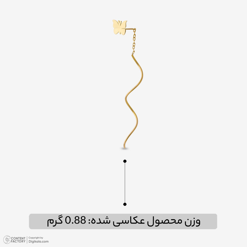 گوشواره بخیه‌ای طلا 18 عیار زنانه مطیع ها مدل کرلی کد 599 پروانه - 6
