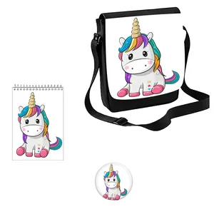 کیف دوشی مدل یونیکورن تک شاخ طرح Unicorn کد s4 به همراه دفتر یادداشت و پیکسل