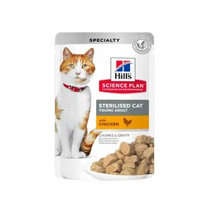 پوچ گربه هیلز مدل عقیم شده طعم مرغ وزن 85 گرم