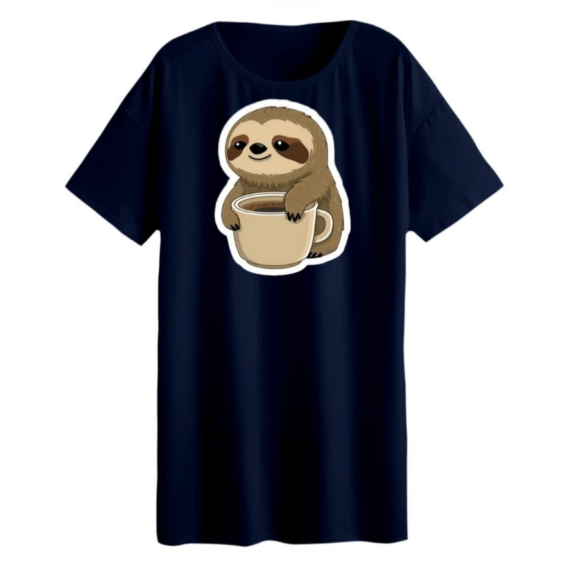 تی شرت لانگ زنانه مدل تنبل و قهوه کد 1