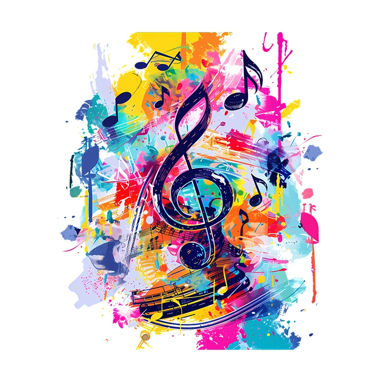 استیکر پارچه و لباس پاد آفرین مدل موسیقی کد S388