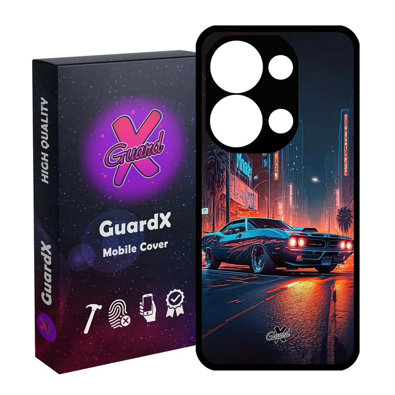 کاور گارد ایکس طرح ماشین مدل Glass10609 مناسب برای گوشی موبایل شیائومی Redmi Note 13 Pro 4G / Poco M6 Pro 4G