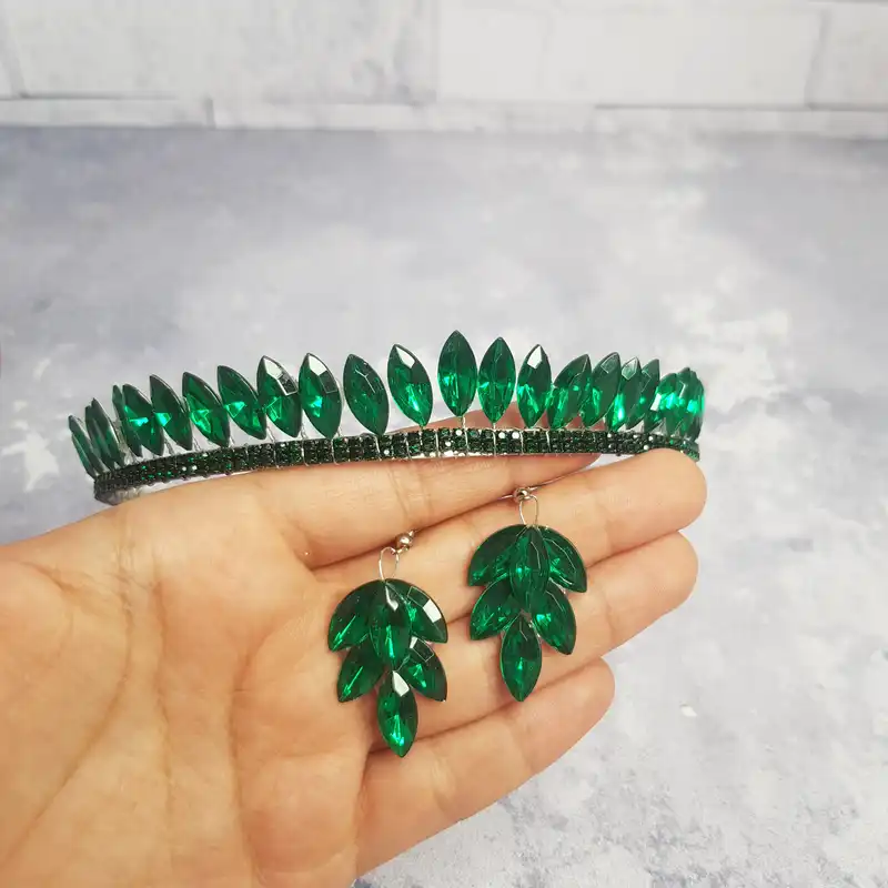 تاج مو زنانه مدل نگین درخشان به همراه گوشواره